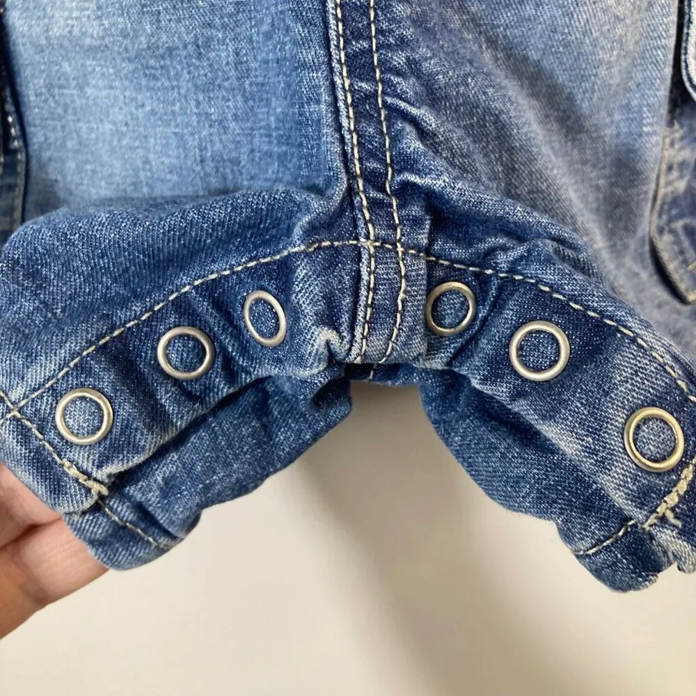 Toddler Vintage Old Navy Denim Snap Romper‎ Shorts Overalls Blue 2T Cotton